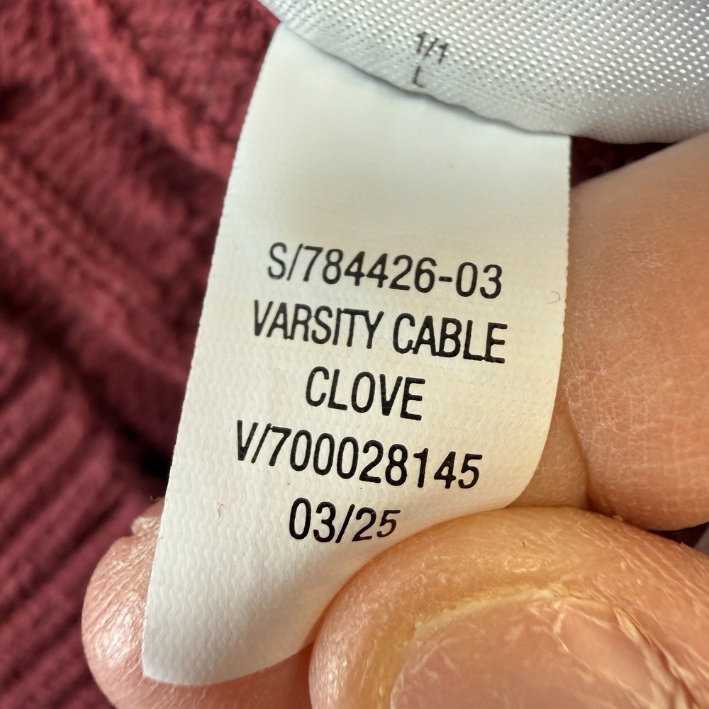 Old Navy Sweater Womens Large Maroon Cable Knit Cardigan Tennis Preppy Ivy Derby - Picture 6 of 8